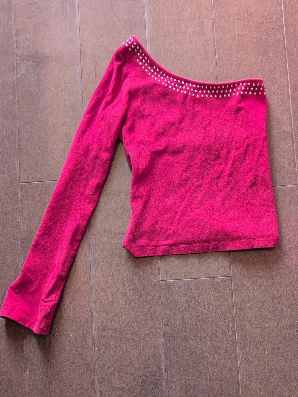 Beautiful Red One-Shoulder Studded Crop Top